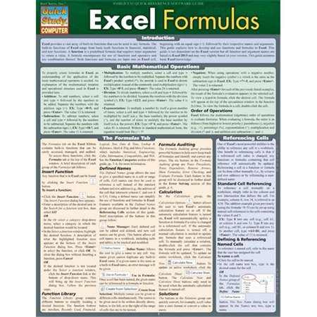 BARCHARTS Excel Formulas Quickstudy Easel 9781423221692
